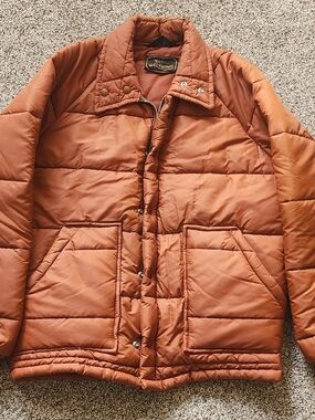 Vintage Rust Orange Puffer Jacket - Men